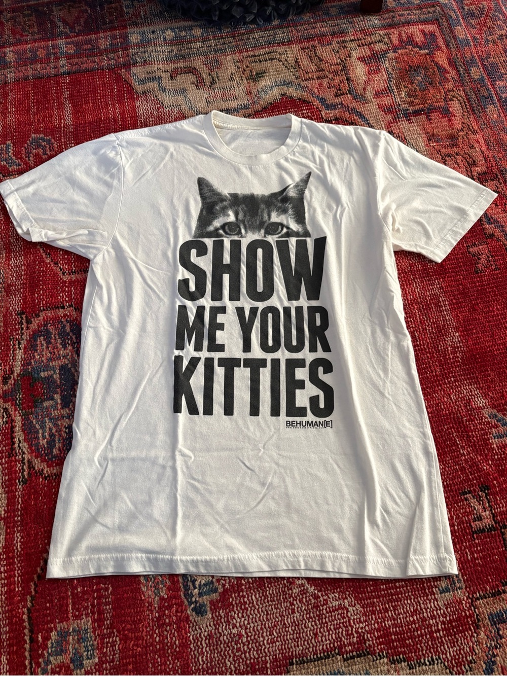 White "Show Me Your Kitties" Cat Graphic Tee